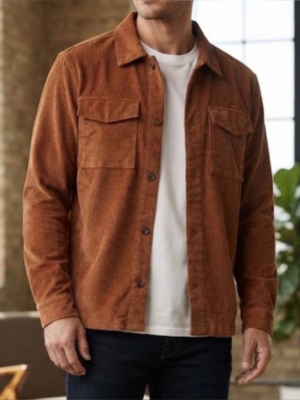 Rodd & Gunn Lightweight Corduroy Chore Jacket Shirt Men's Medium Brown